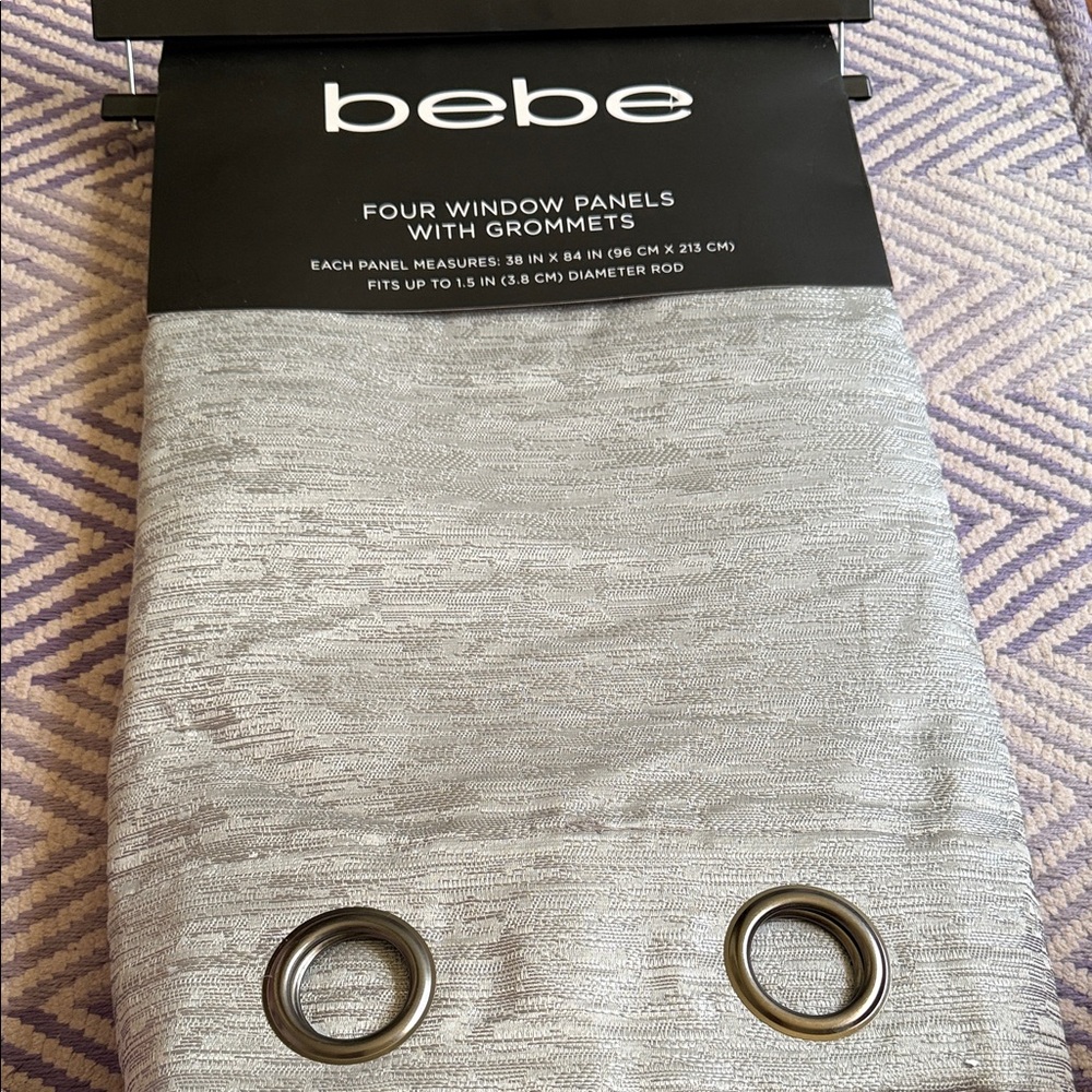 Bebe Metallic Silver Window Panels with Grommets